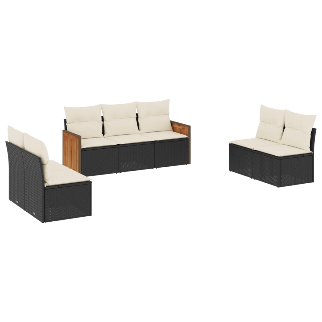 7-dijelni set vrtnih sofa od poliratana s jastucima crni Crna 59 x 62 x 69 cm