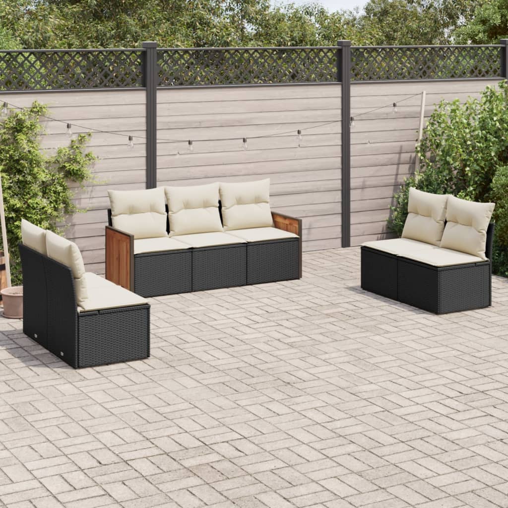 7-dijelni set vrtnih sofa od poliratana s jastucima crni Crna 59 x 62 x 69 cm