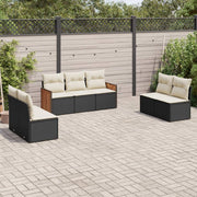 7-dijelni set vrtnih sofa od poliratana s jastucima crni Crna 59 x 62 x 69 cm