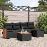 6-dijelni set vrtnih sofa s jastucima crni od poliratana Crna 59 x 62 x 69 cm