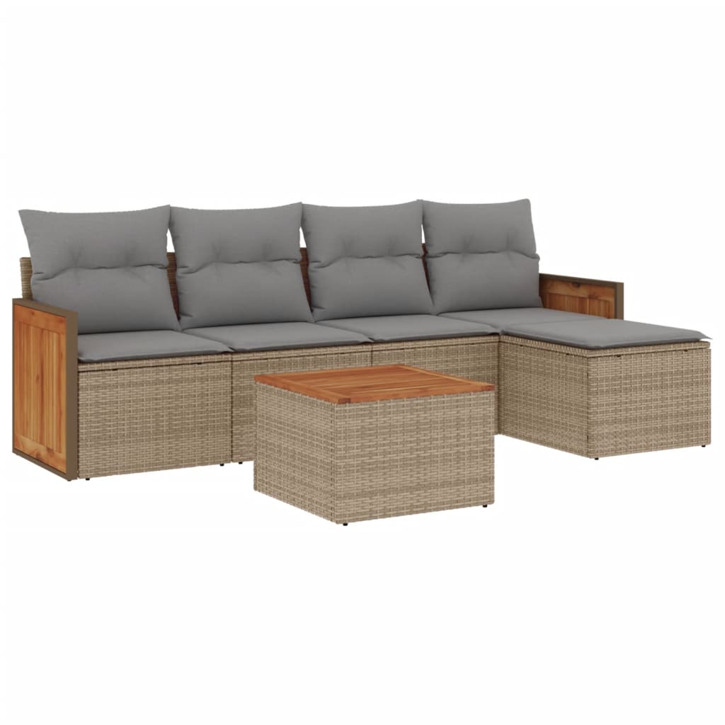 6-dijelni set vrtnih sofa s jastucima bež od poliratana 59 x 62 x 69 cm