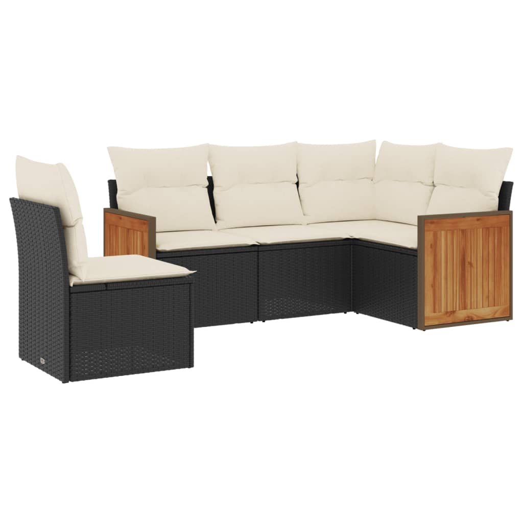 5-dijelna vrtna garnitura od poliratana s jastucima crna 62 x 62 x 69 cm