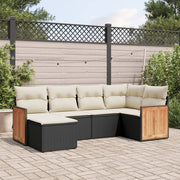 6-dijelni set vrtnih sofa s jastucima crni od poliratana Crna 62 x 62 x 69 cm