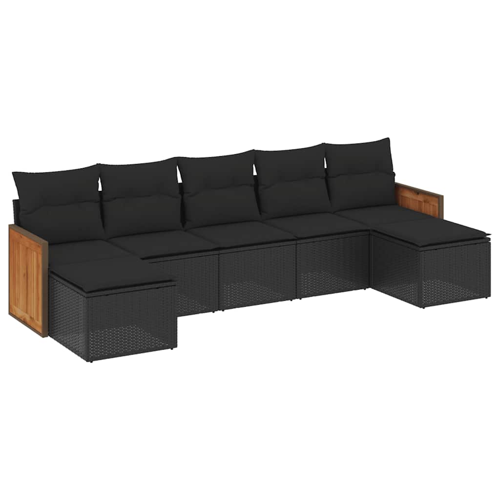 7-dijelni set vrtnih sofa od poliratana s jastucima crni Crna 59 x 62 x 69 cm