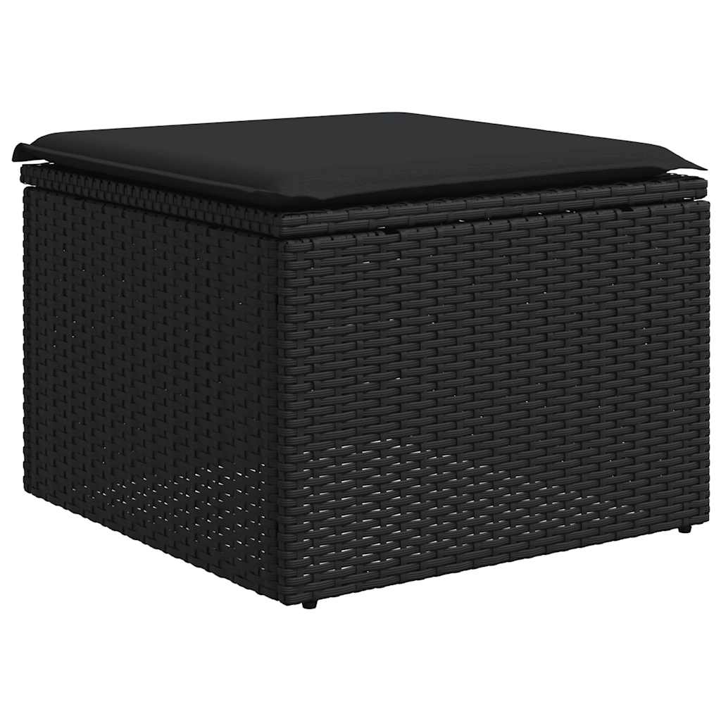 7-dijelni set vrtnih sofa od poliratana s jastucima crni Crna 59 x 62 x 69 cm