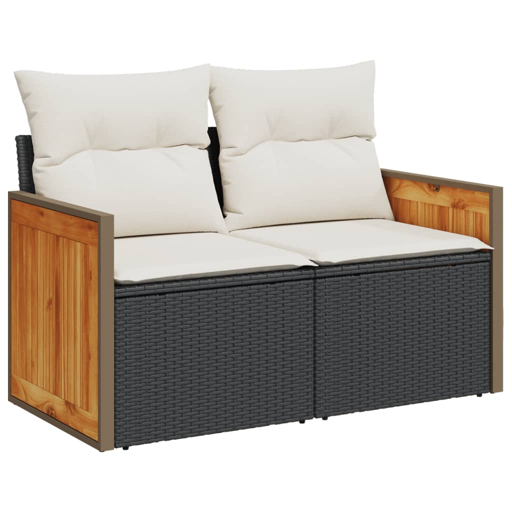 12-dijelni set vrtnih sofa od poliratana s jastucima crni