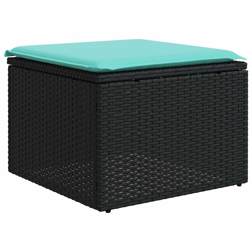 Vrtni set s jastucima, 13 dijelova, crni poliratan
