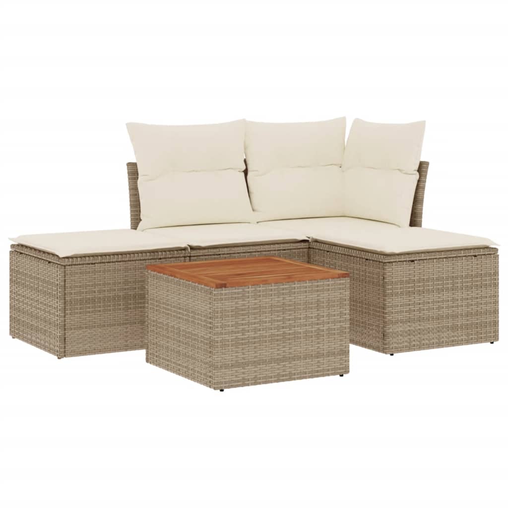 5-dijelni vrtni set sofa s jastucima bež od poliratana 55 x 55 x 37 cm