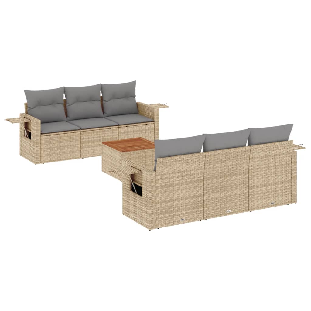7-dijelni set vrtnih sofa od poliratana s jastucima bež 62 x 62 x 69 cm