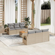 7-dijelni set vrtnih sofa od poliratana s jastucima bež 62 x 62 x 69 cm