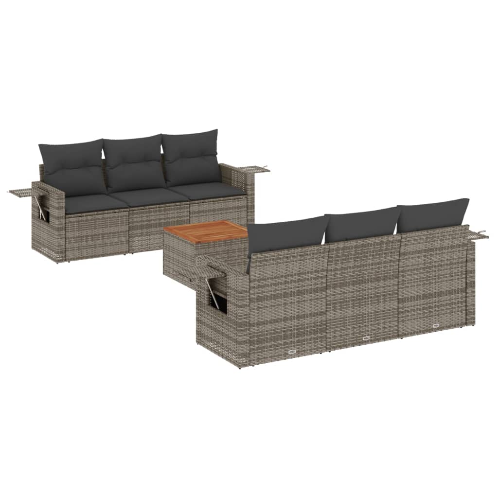 7-dijelni set vrtnih sofa sivi od poliratana Siva 62 x 62 x 69 cm