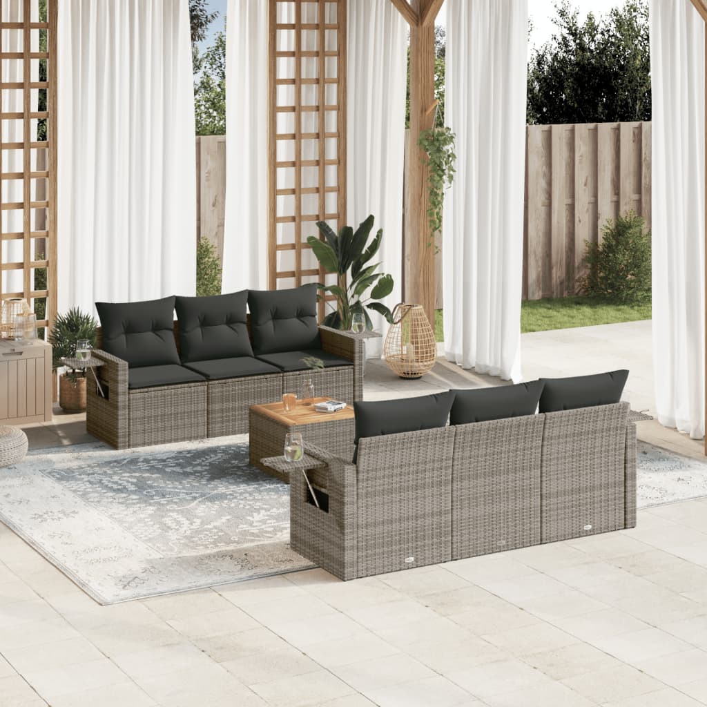 7-dijelni set vrtnih sofa sivi od poliratana Siva 62 x 62 x 69 cm