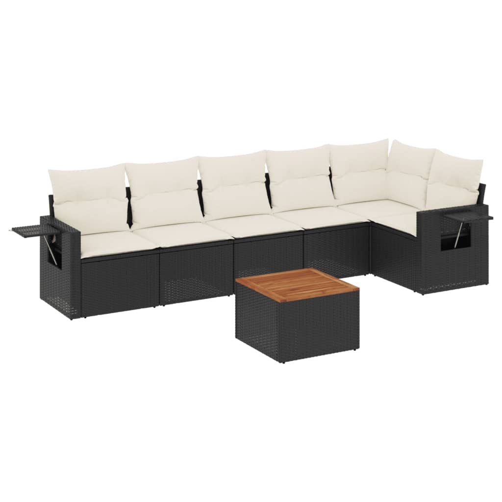 7-dijelni set vrtnih sofa od poliratana s jastucima crni Crna 62 x 62 x 69 cm