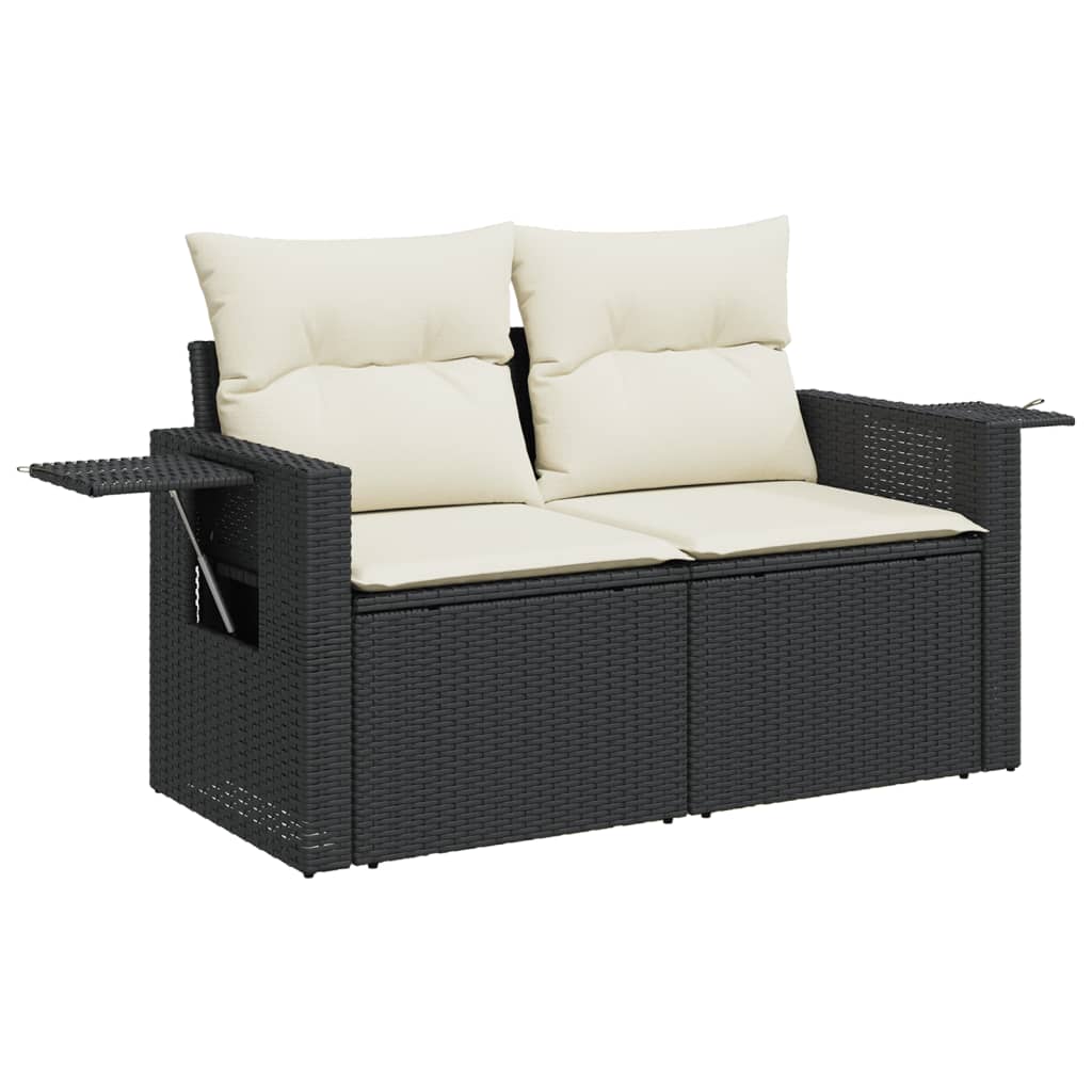 7-dijelni set vrtnih sofa od poliratana s jastucima crni Crna 62 x 62 x 69 cm