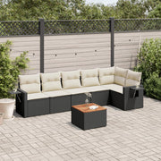 7-dijelni set vrtnih sofa od poliratana s jastucima crni Crna 62 x 62 x 69 cm