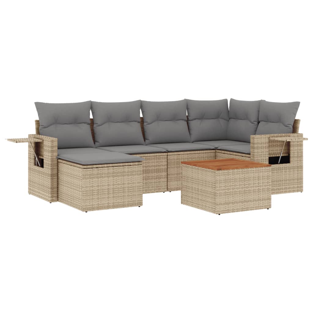 7-dijelni set vrtnih sofa od poliratana s jastucima bež 62 x 62 x 69 cm
