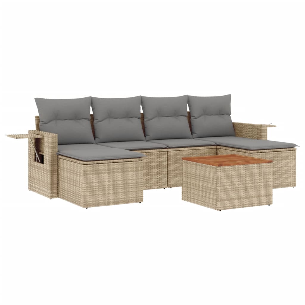 7-dijelni set vrtnih sofa od poliratana s jastucima bež 62 x 62 x 69 cm