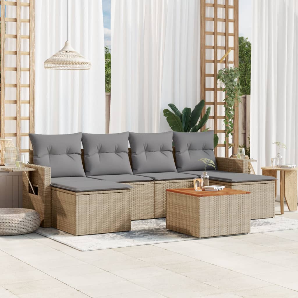 7-dijelni set vrtnih sofa od poliratana s jastucima bež 62 x 62 x 69 cm