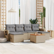 7-dijelni set vrtnih sofa od poliratana s jastucima bež 62 x 62 x 69 cm