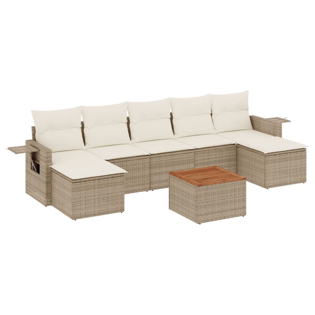 8-dijelni set vrtnih sofa od poliratana s jastucima bež 62 x 62 x 69 cm