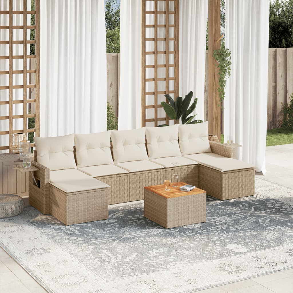 8-dijelni set vrtnih sofa od poliratana s jastucima bež 62 x 62 x 69 cm
