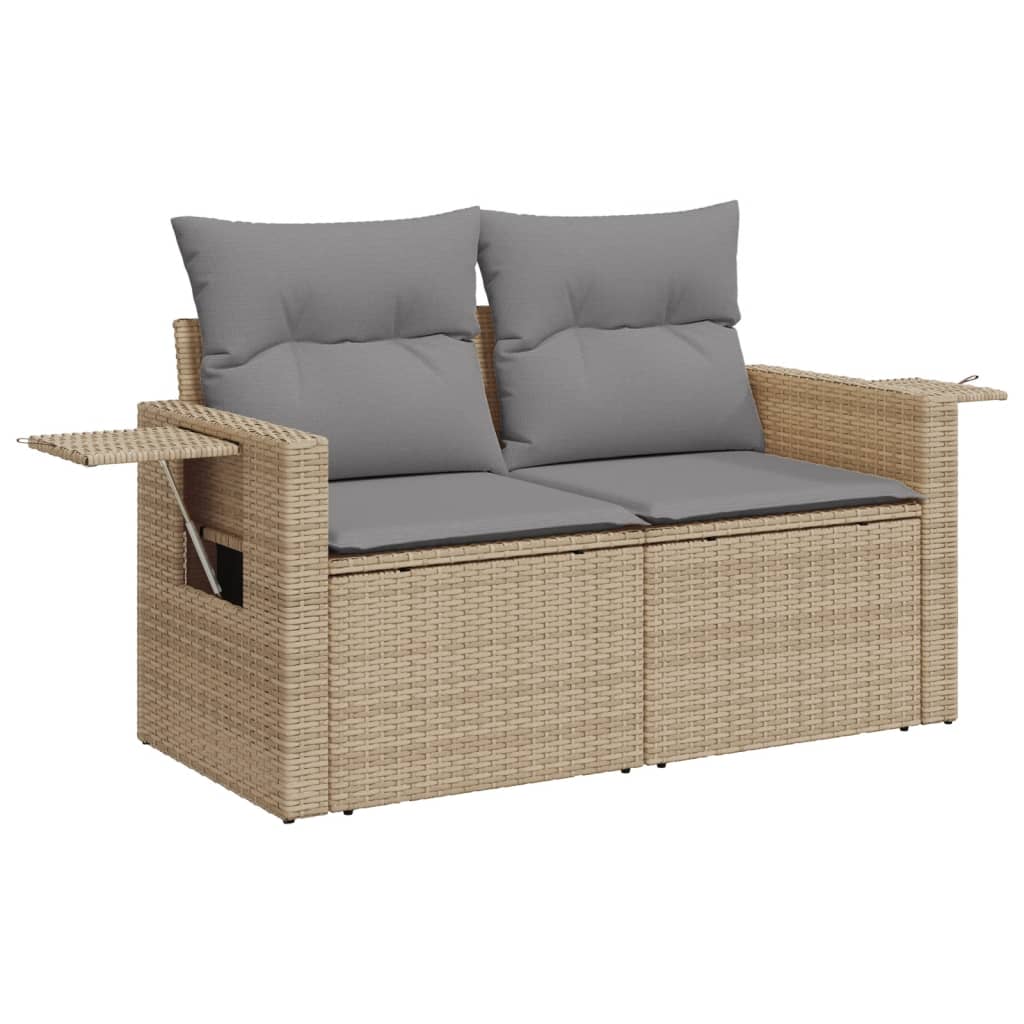 10-dijelni set vrtnih sofa s jastucima bež od poliratana