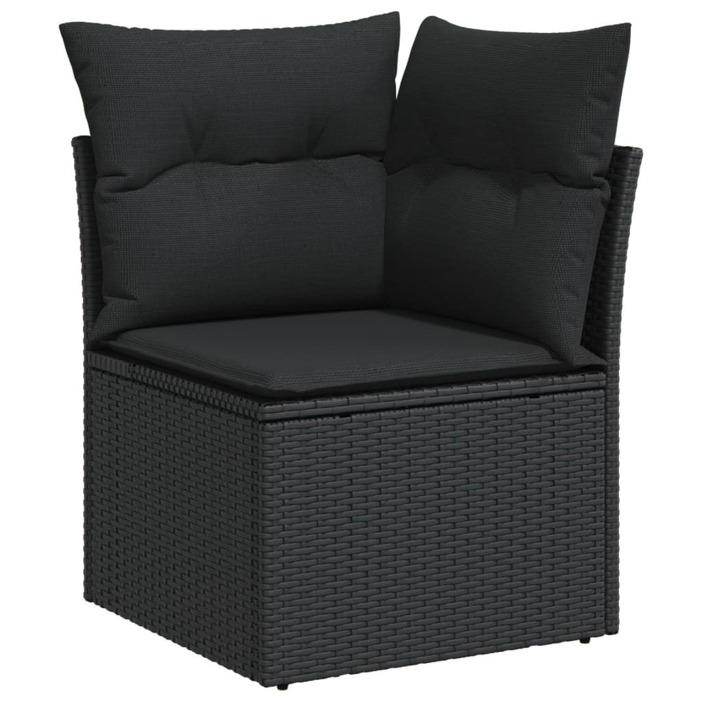 10-dijelni set vrtnih sofa s jastucima crni od poliratana Crna 62 x 62 x 69 cm