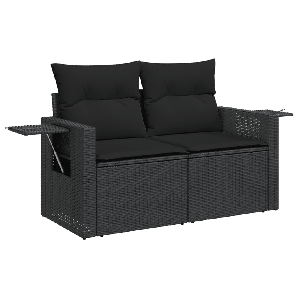 10-dijelni set vrtnih sofa s jastucima crni od poliratana Crna 62 x 62 x 69 cm