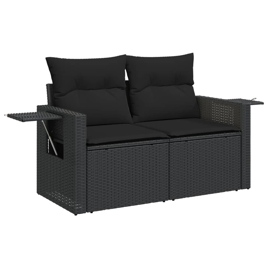11-dijelni set vrtnih sofa od poliratana s jastucima crni Crna 62 x 62 x 69 cm