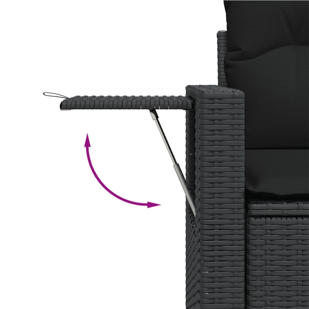 11-dijelni set vrtnih sofa od poliratana s jastucima crni Crna 62 x 62 x 69 cm