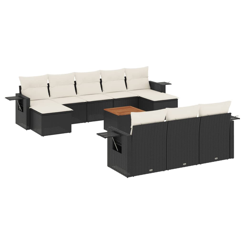 11-dijelni set vrtnih sofa od poliratana s jastucima crni Crna 62 x 62 x 69 cm
