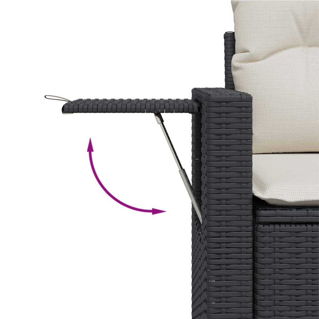 12-dijelni set vrtnih sofa od poliratana s jastucima crni