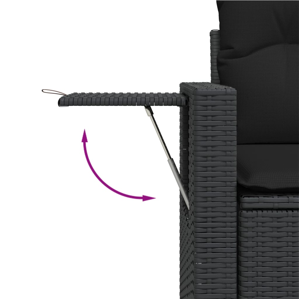 12-dijelni set vrtnih sofa od poliratana s jastucima crni