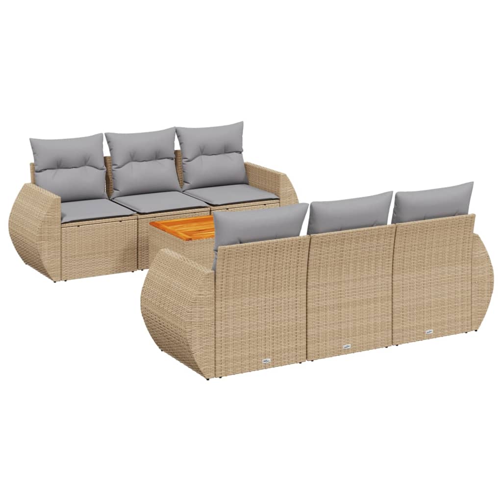 7-dijelni set vrtnih sofa od poliratana s jastucima bež 70 x 62 x 69 cm