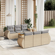 7-dijelni set vrtnih sofa od poliratana s jastucima bež 70 x 62 x 69 cm