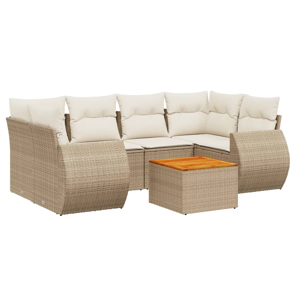 7-dijelni set vrtnih sofa od poliratana s jastucima bež 70 x 62 x 69 cm