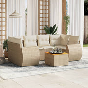 7-dijelni set vrtnih sofa od poliratana s jastucima bež 70 x 62 x 69 cm