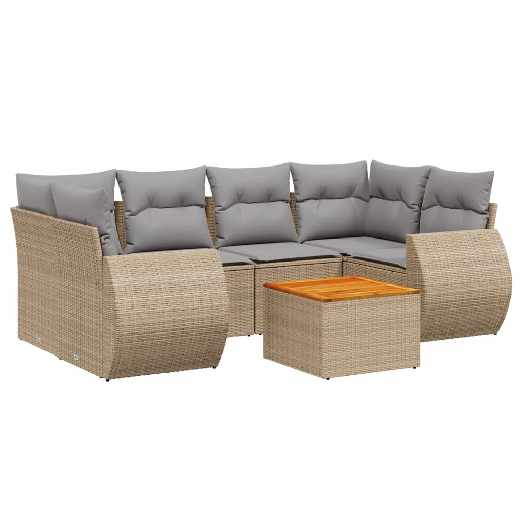 7-dijelni set vrtnih sofa od poliratana s jastucima bež 70 x 62 x 69 cm