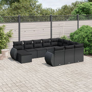 11-dijelni set vrtnih sofa od poliratana s jastucima crni Crna 71 x 62 x 69 cm