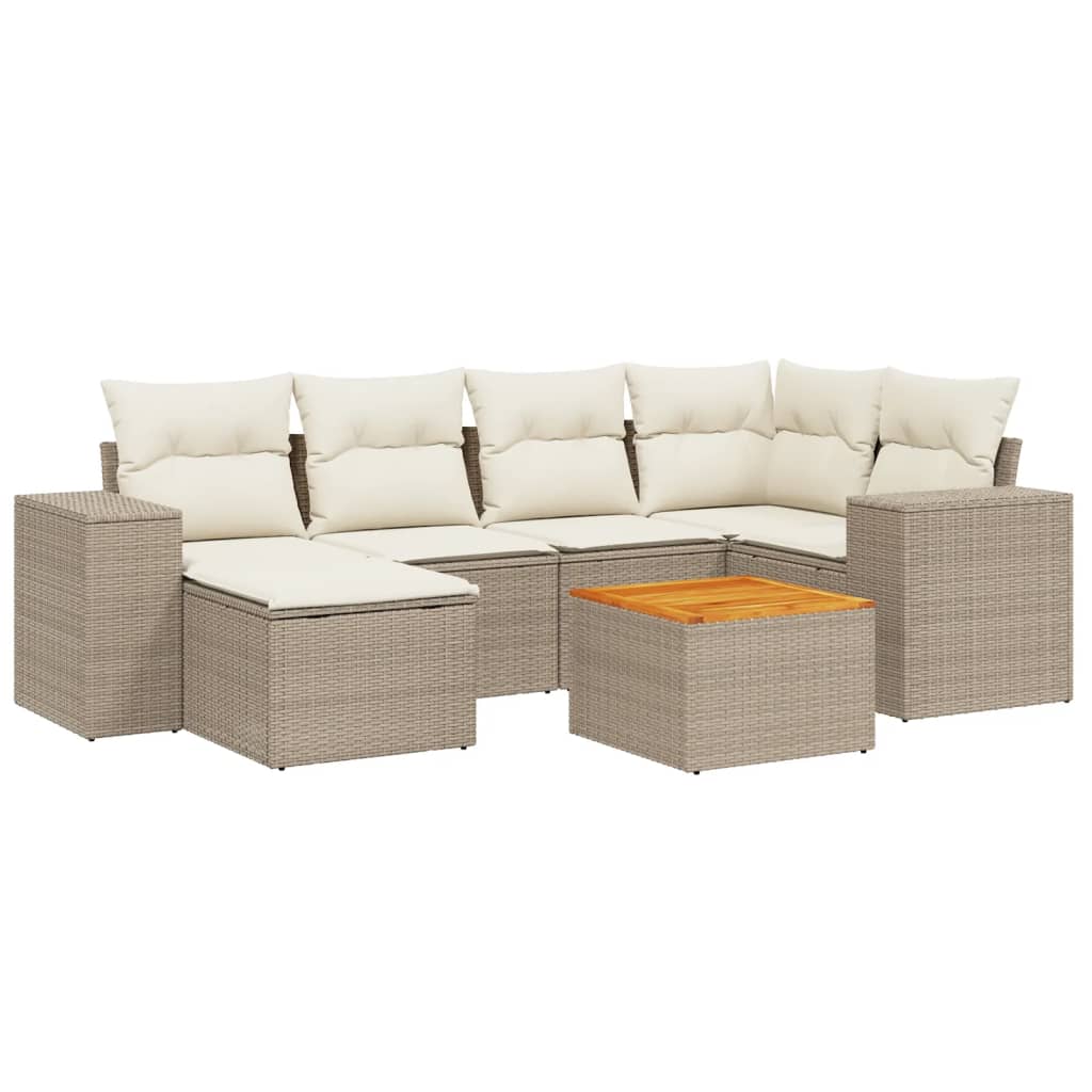 7-dijelni set vrtnih sofa od poliratana s jastucima bež 83 x 62 x 69 cm