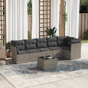 7-dijelni set vrtnih sofa sivi od poliratana Siva 289 x 124 x 69 cm