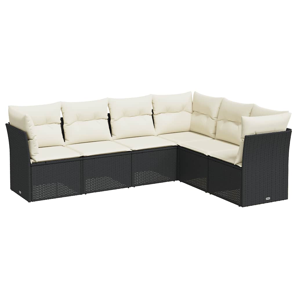 6-dijelni set vrtnih sofa s jastucima crni od poliratana Crna 234 x 179 x 69 cm