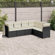 6-dijelni set vrtnih sofa s jastucima crni od poliratana Crna 234 x 179 x 69 cm