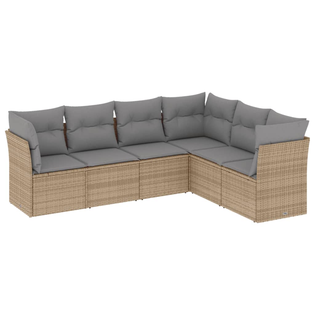 6-dijelni set vrtnih sofa s jastucima bež od poliratana 234 x 179 x 69 cm