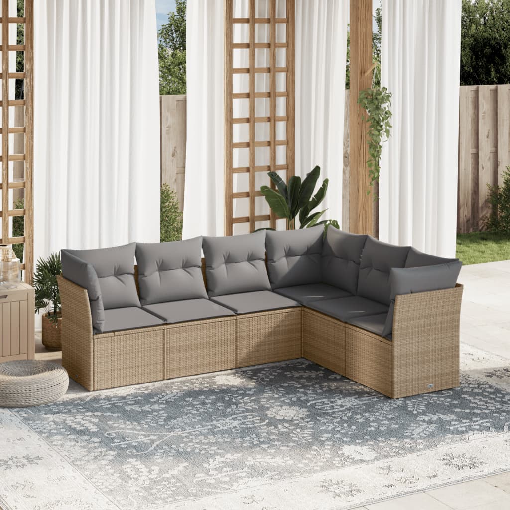 6-dijelni set vrtnih sofa s jastucima bež od poliratana 234 x 179 x 69 cm