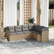 6-dijelni set vrtnih sofa s jastucima bež od poliratana 234 x 179 x 69 cm
