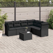 7-dijelni set vrtnih sofa od poliratana s jastucima crni Crna 234 x 179 x 69 cm