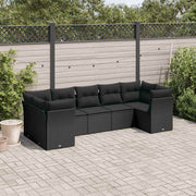 7-dijelni set vrtnih sofa od poliratana s jastucima crni Crna 289 x 124 x 69 cm