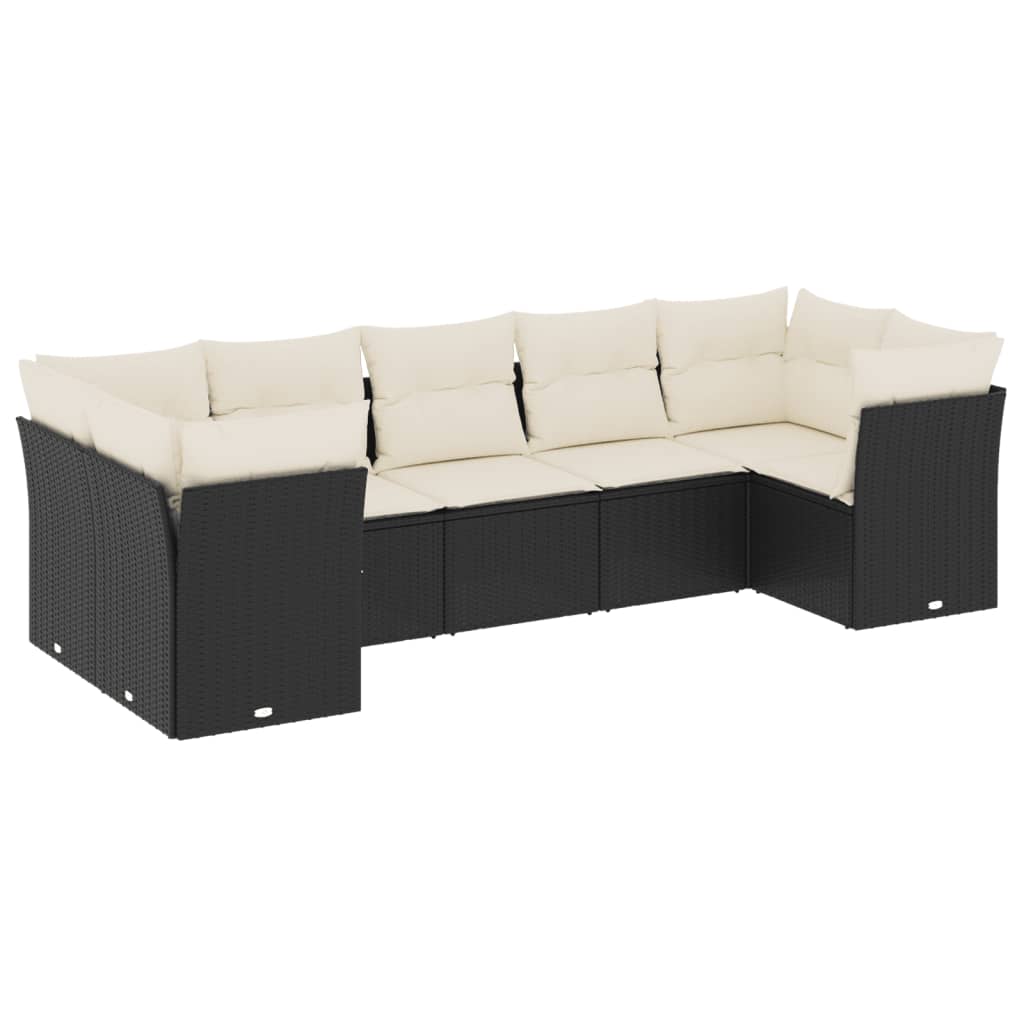 7-dijelni set vrtnih sofa od poliratana s jastucima crni Crna 289 x 124 x 69 cm