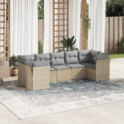 7-dijelni set vrtnih sofa od poliratana s jastucima bež 289 x 124 x 69 cm